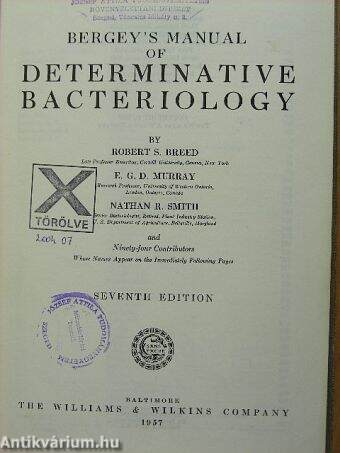 Bergey's Manual Determinative Bacteriology