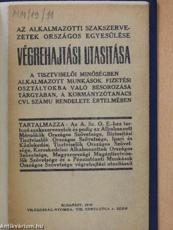 Az Alkalmazotti Szakszervezetek Országos Egyesülése végrehajtási utasitása