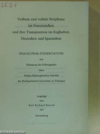 Verbum und verbale Periphrase im Französischen und ihre Transposition im Englischen, Deutschen und Spanischen