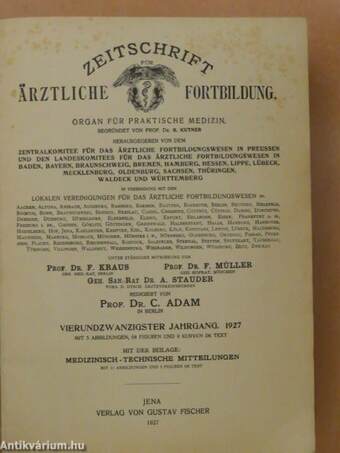 Zeitschrift für ärztliche Fortbildung 1927. január-december + Kiegészítés 1-12.