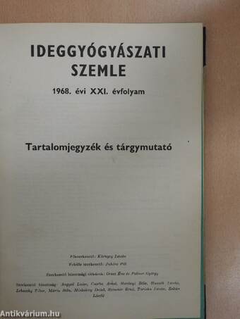 Ideggyógyászati Szemle 1968. (nem teljes évfolyam)