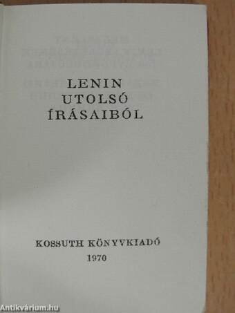 Lenin utolsó írásaiból (minikönyv)