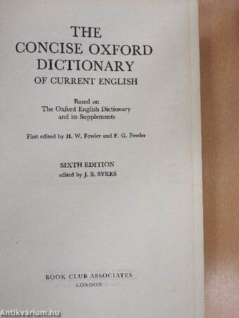 The Concise Oxford Dictionary of Current English