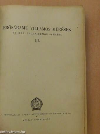 Erősáramú villamos mérések III.