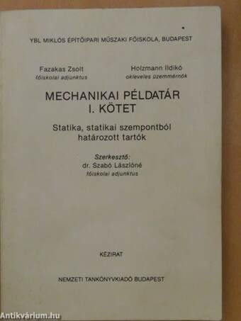 Mechanikai példatár I.