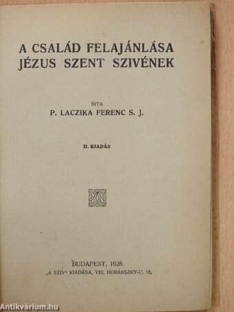 A család felajánlása Jézus szent szívének