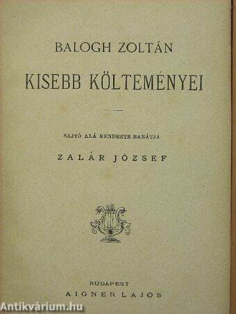 Balogh Zoltán kisebb költeményei