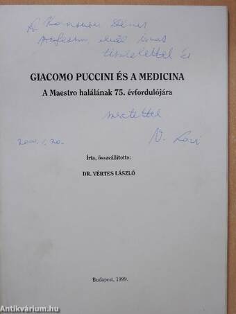 Giacomo Puccini és a Medicina (dedikált példány)