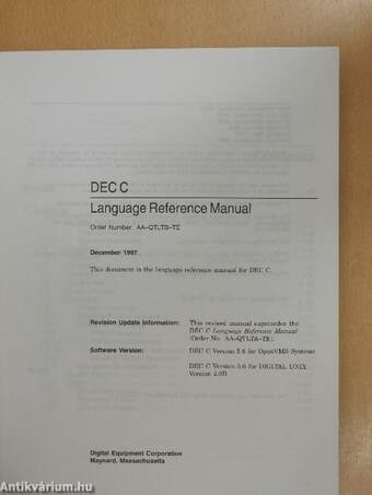 DEC C Language Reference Manual