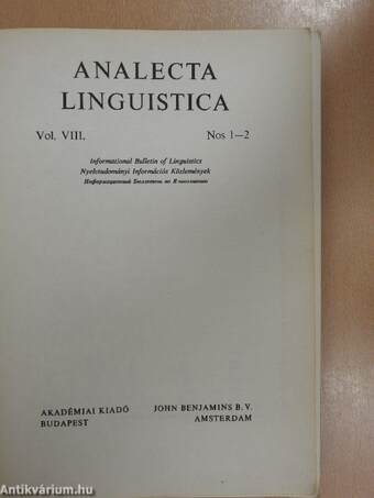 Analecta Linguistica 1978/1-2.