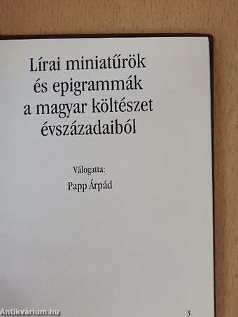 Lírai miniatűrök és epigrammák a magyar költészet évszázadaiból