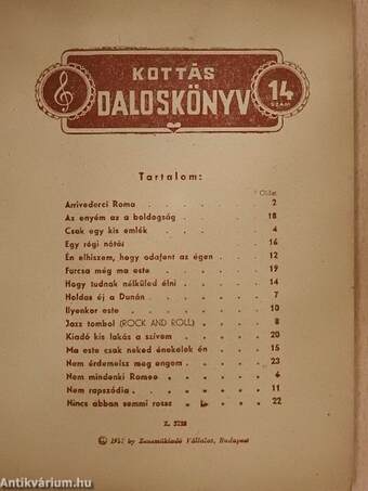 Kottás daloskönyv 14.