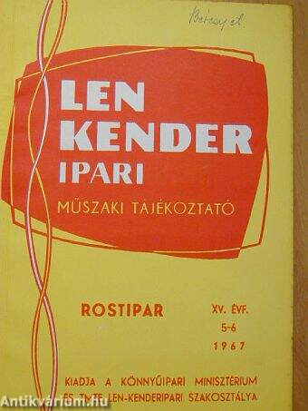 Len, Kender Ipari Műszaki Tájékoztató 1967. május-június