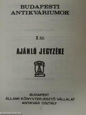 Budapesti antikváriumok 2. sz ajánló jegyzéke