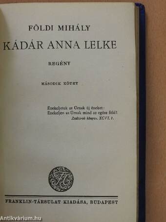 Kádár Anna lelke I-II. (aláírt példány)