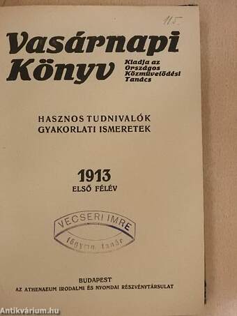 Vasárnapi Könyv 1913. (fél évfolyam)