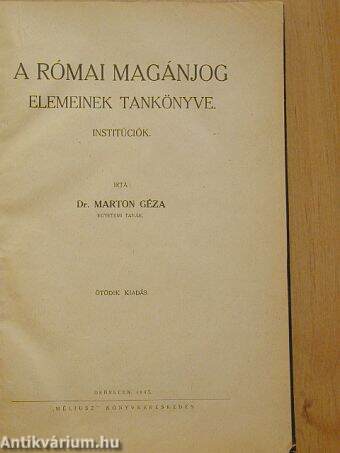 A római magánjog elemeinek tankönyve