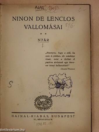 Ninon de Lenclos vallomásai II.