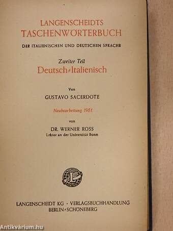 Langenscheidts Taschenwörterbuch der italienischen und deutschen Sprache I-II./Langenscheidt Dizionario tascabile delle lingue italiana e tedesca