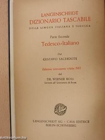 Langenscheidts Taschenwörterbuch der italienischen und deutschen Sprache I-II./Langenscheidt Dizionario tascabile delle lingue italiana e tedesca