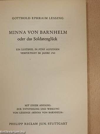 Minna von Barnhelm oder das Soldatenglück