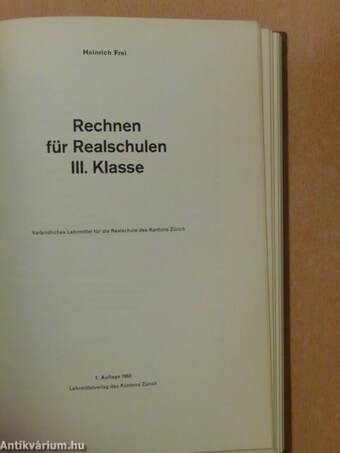 Rechnen für Realschulen III. Klasse