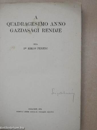 A Quadragesimo anno gazdasági rendje