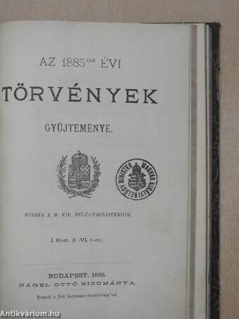 Az 1884-1885-dik évi törvények gyüjteménye