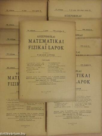 Középiskolai matematikai és fizikai lapok 1929-31. (vegyes számok) (10 drb)