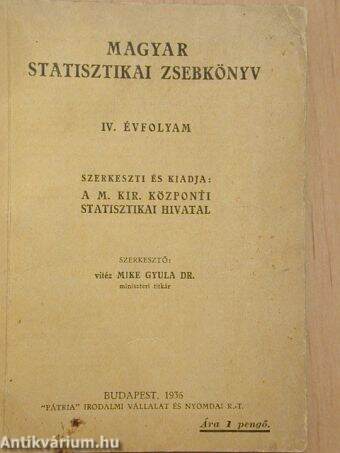 Magyar statisztikai zsebkönyv 1936.