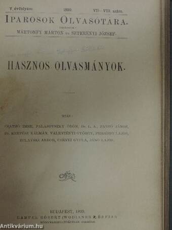 Iparosok olvasótára 1899/1-10.