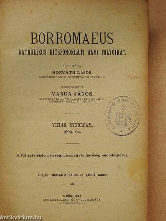 Borromaeus 1899-1900. (rossz állapotú)