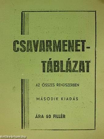 Csavarmenet-táblázat