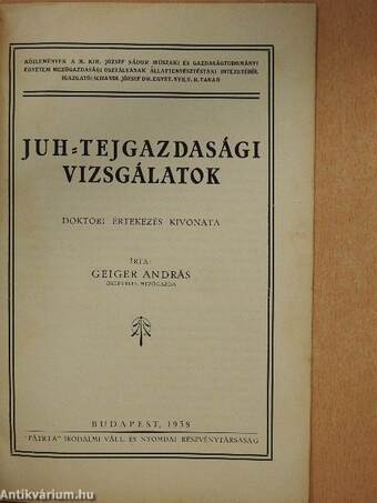 Juh-tejgazdasági vizsgálatok 