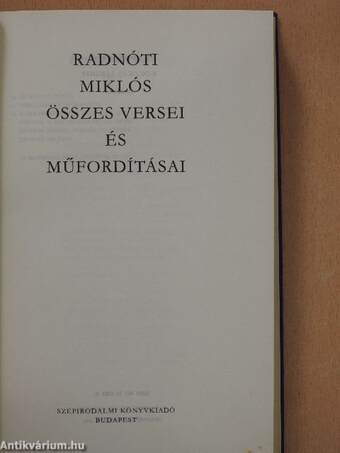 Radnóti Miklós összes versei és műfordításai