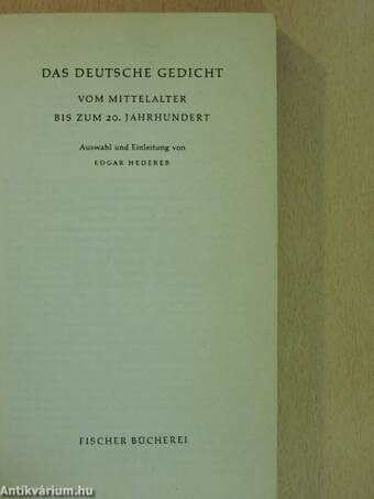 Das deutsche Gedicht vom Mittelalter bis zum 20. Jahrhundert