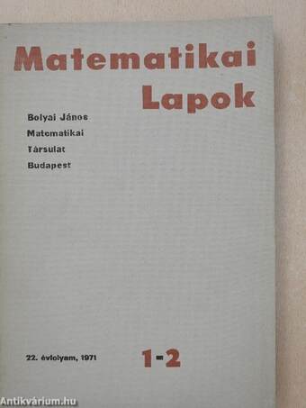 Matematikai Lapok 1971/1-4.