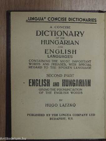 Magyar-angol és angol-magyar kéziszótár II.