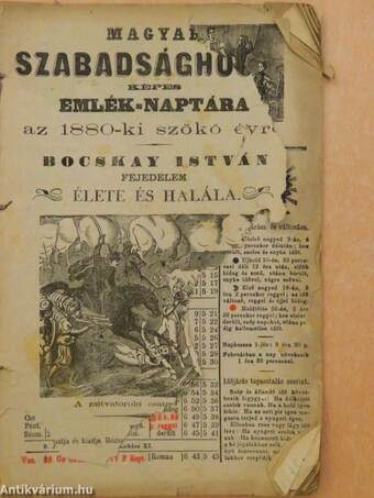 Magyar szabadsághősök képes emlék-naptára az 1880-ki szökő évre (rossz állapotú)