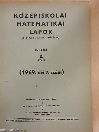 Középiskolai matematikai lapok 1969/7.