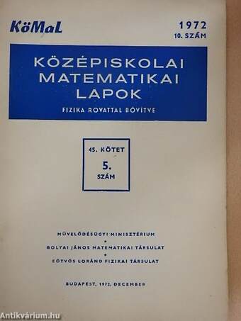 Középiskolai matematikai lapok 1972. december