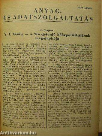 Anyag- és adatszolgáltatás 1951. január-december