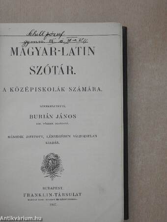 Magyar-latin szótár/Latin-magyar szótár I-II.