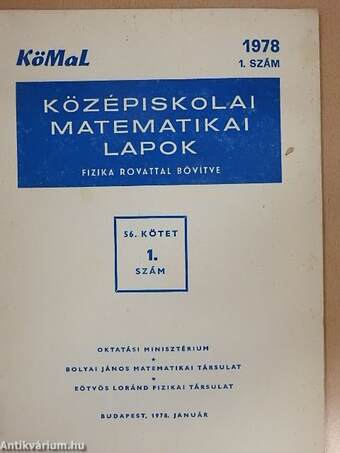 Középiskolai matematikai lapok 1978. (nem teljes évfolyam)