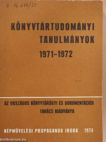 Könyvtártudományi tanulmányok 1971-1972.