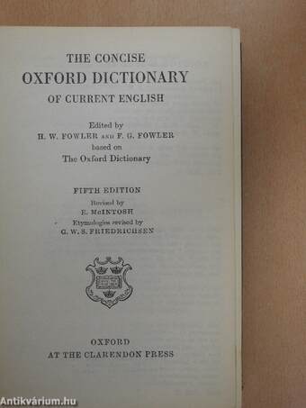 The Concise Oxford Dictionary of Current English