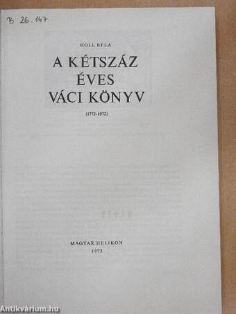 A kétszáz éves váci könyv