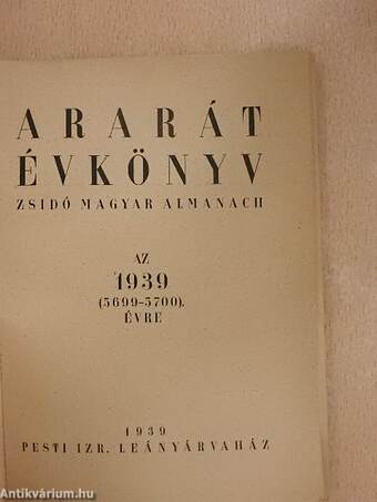 Ararát évkönyv 1939.