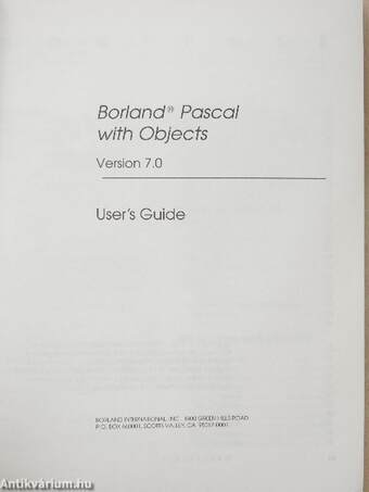 Borland Pascal with Object Version 7.0