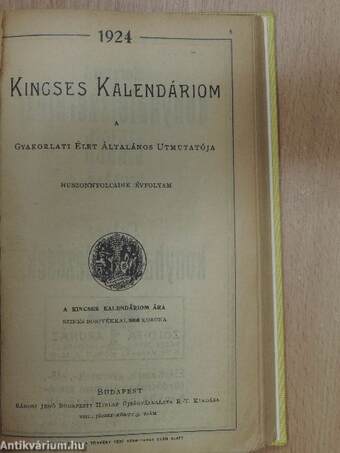 Kincses Kalendáriom 1924